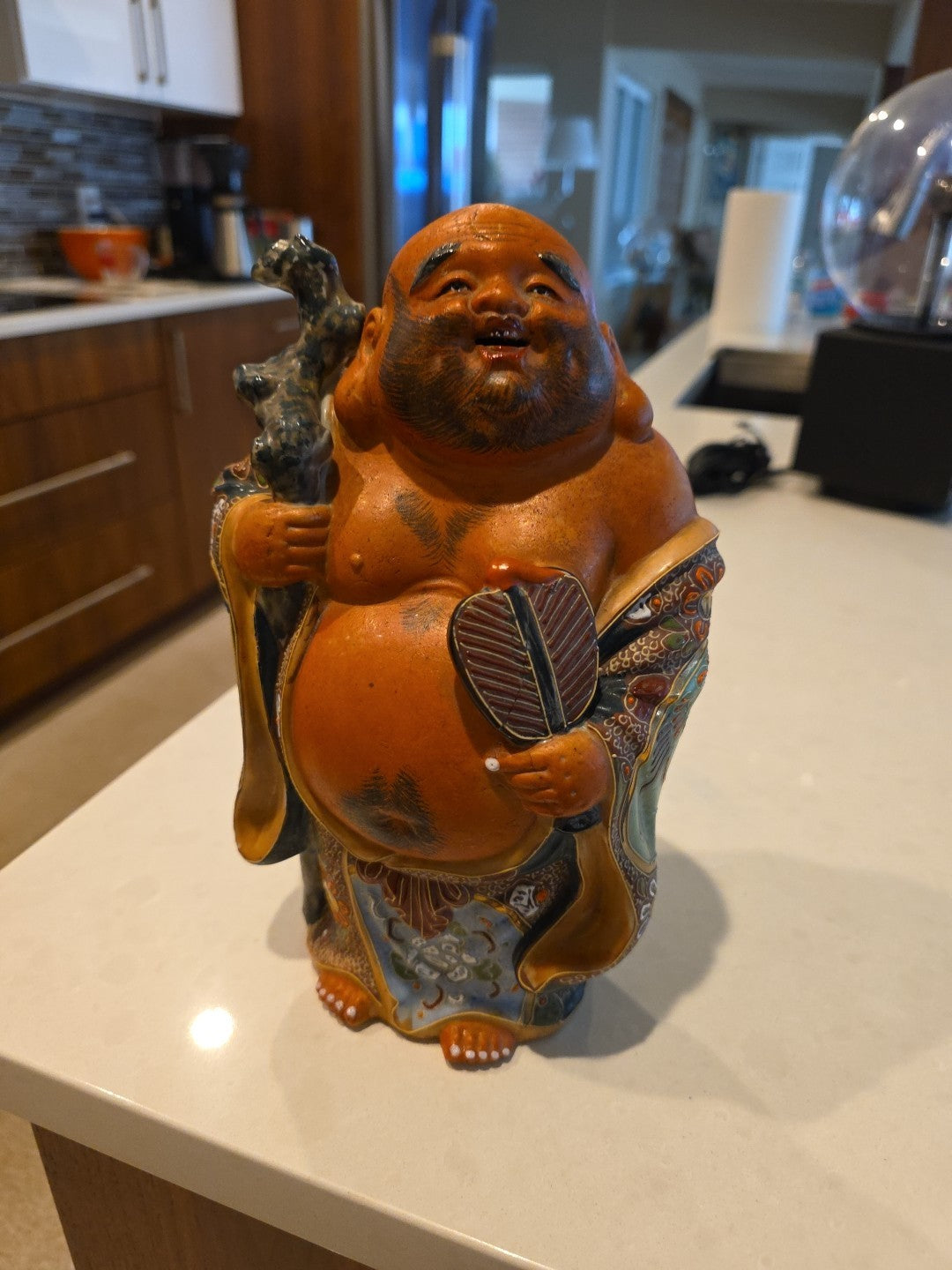 Vintage Japanese Kutani Moriage Hotei Statue Budda