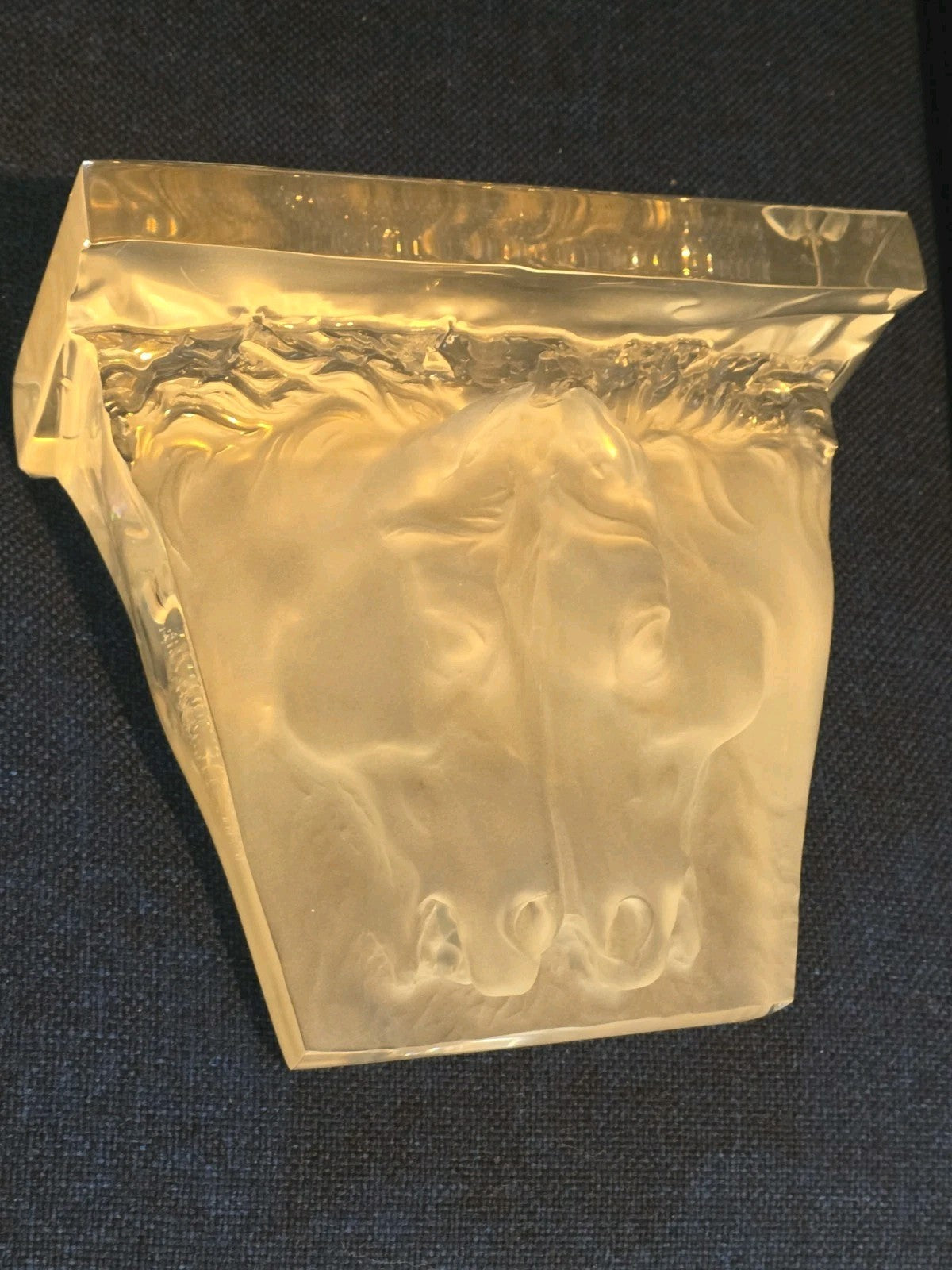 Gorgeous Vintage Lucite Wall Sculpture Bracket, Sconce, Pair of Horses Heads