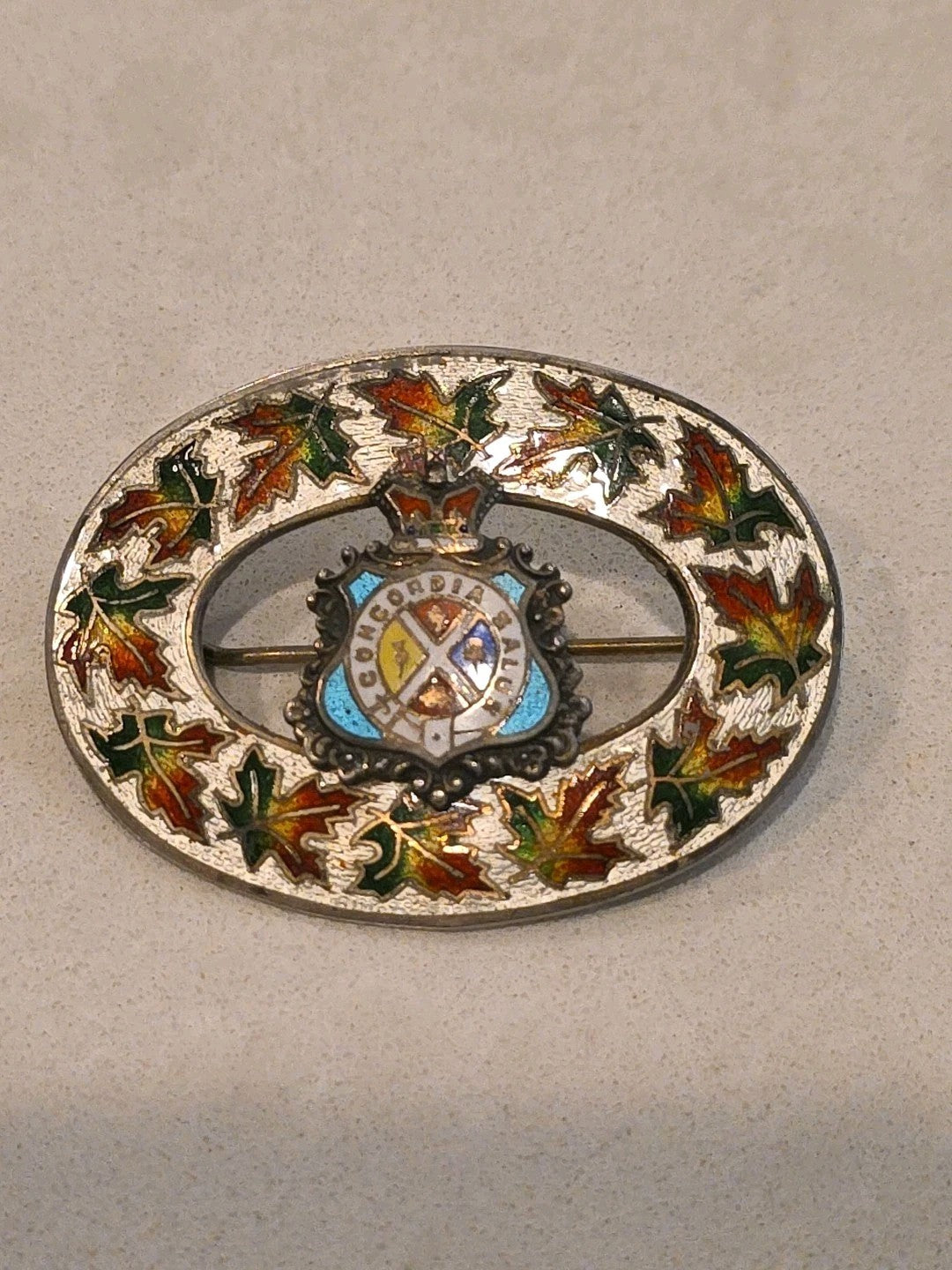 Sterling 1904 Enamel Pin Condordia Salus Antique Richard Hemsley Montreal Canada