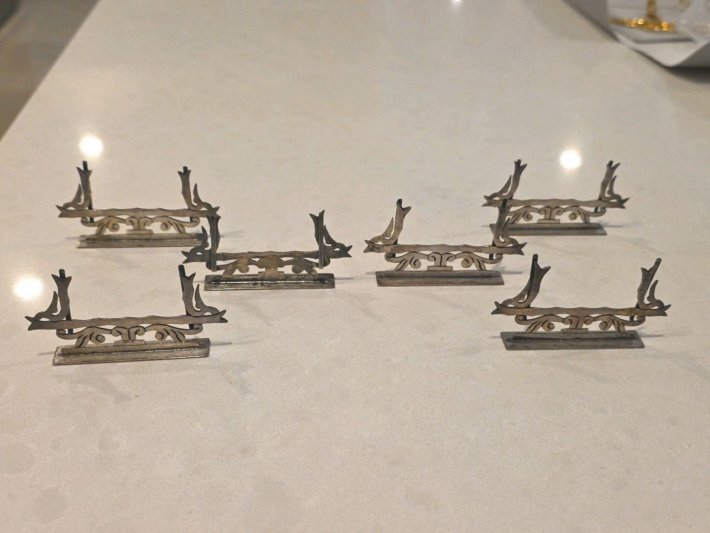 Lot of 6 Taxco Antique Sterling Silver Menu Place Card Holders