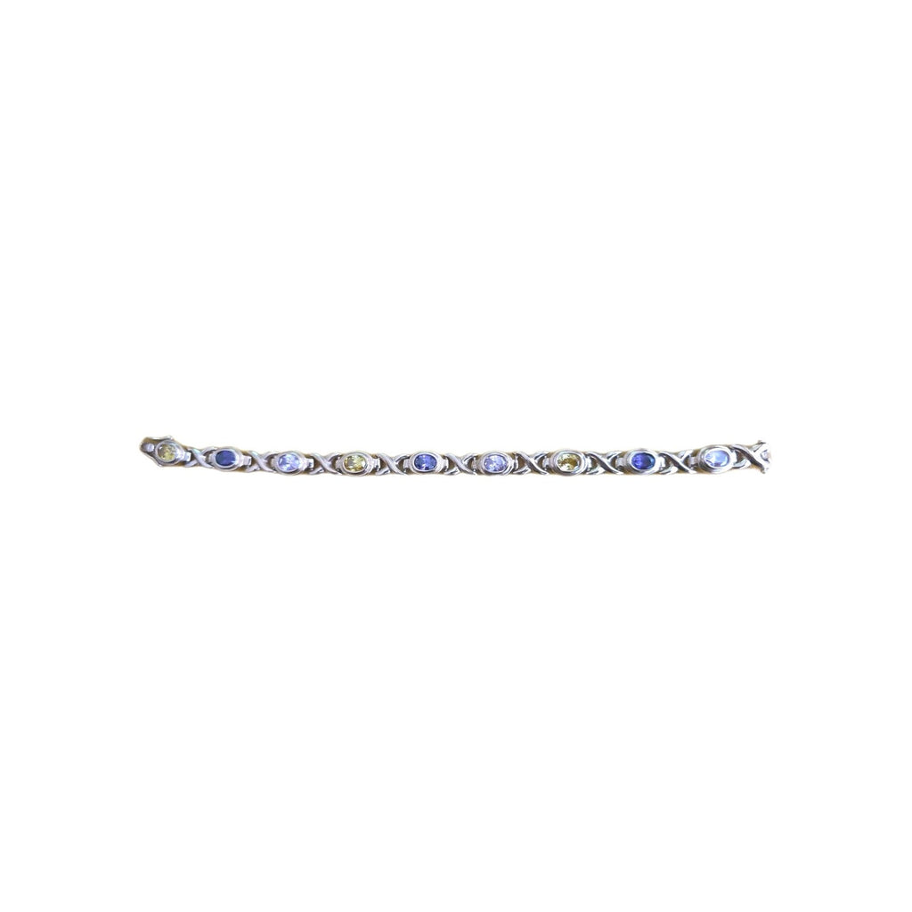 Sterling Silver X Style  Amethyst  & Citrine 7" Braclet