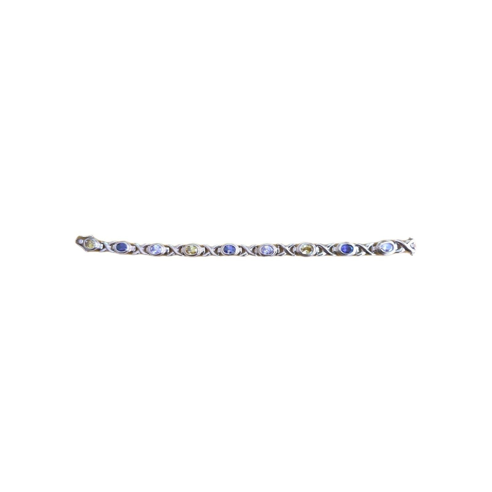 Sterling Silver X Style  Amethyst  & Citrine 7" Braclet