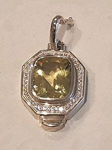 Vintage Designer S&G Yellow Topaz Sterling Silver Pendant