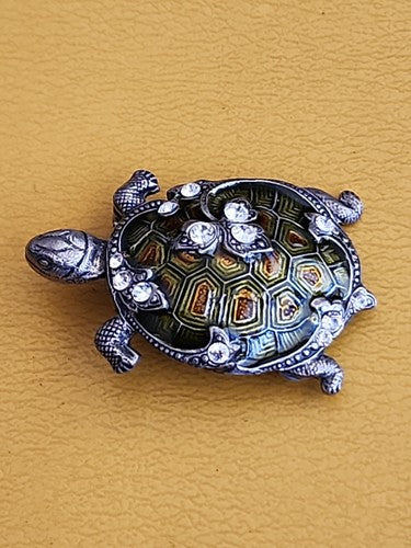 Vintage Catherine Popesco France 1979 Enamel Turtle Brooch Pin