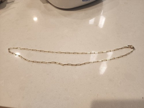 14K Gold Plated Over 925 Sterling Silver Paper Clip Stacking Necklace 24"
