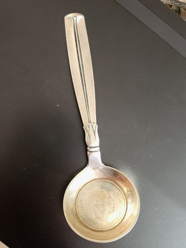 Embedded Commemorative Danish Silver Coin Spoon Christian x Konge 1870-1945