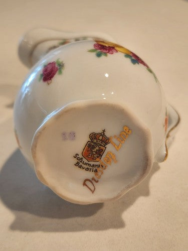Vintage Schumann Bavarian DRESDEN LINE Flowers Gold Gilt Pitcher Creamer 3 3/8"