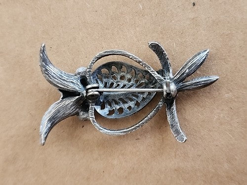 Stylized  Midcentury Owl Brooch Pin