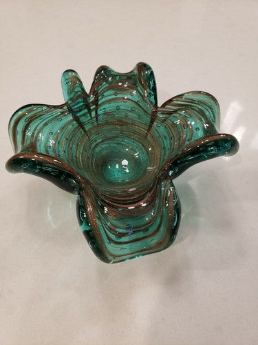 Murano Art Glass Multi-Color and Controlled Bubble Free Form Bowl, c.1950