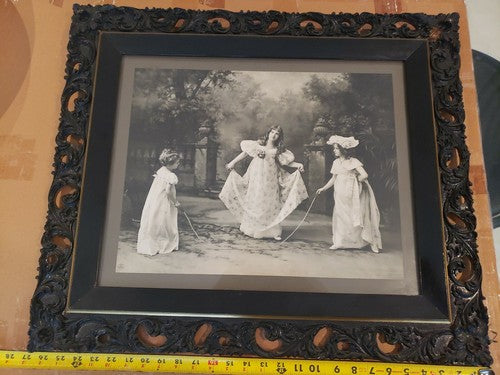 Antique Victorian Wood Picture Frame &1899 Ullman mfg. Print