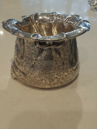 MIDCENTURY FRATELLI CACCHIONE STERLING ITALIAN SILVER 'DRAWSTRING BAG' VASE