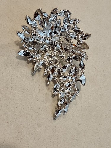 Multicolored Rhinestone Peacock Floral Branch Pendant & Brooch Pin