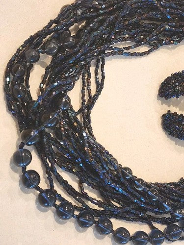Vintage 1950s Miriam Haskell Glass Bead Necklace And Earrings