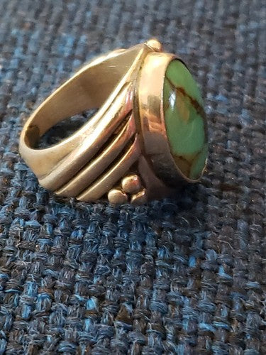 Vintage Navajo Sterling Silver & Turquoise Ring Size 8.5