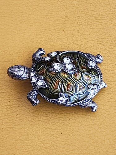 Vintage Catherine Popesco France 1979 Enamel Turtle Brooch Pin