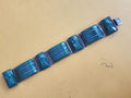Vintage Aztec Mayan Warrior Face Green Agate Cabochon Sterling Silver Bracelet