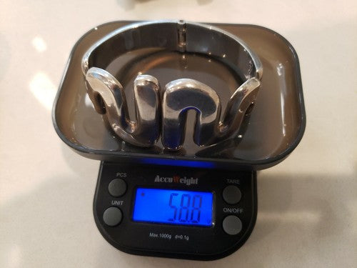 Sterling Silver Mexican Midcentury Bangle Bracelet Spring tension C1960 58.8g