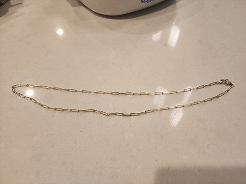 14K Gold Plated Over 925 Sterling Silver Paper Clip Stacking Necklace 24"