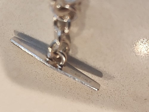 Vintage Designer Italian Large Rope Chain Sterling Silver Bracelet 7 1/2"
