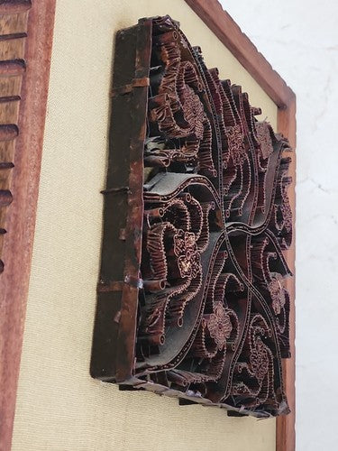 Copper Tjap Cap Chop Stamp Wave Petunia 6.5" x 6" Batik Indonesia