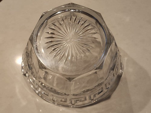 Heisey Greek Key Clear Glass Small Ice Tub w Handles 3 3/4" H x 6 3/8" W