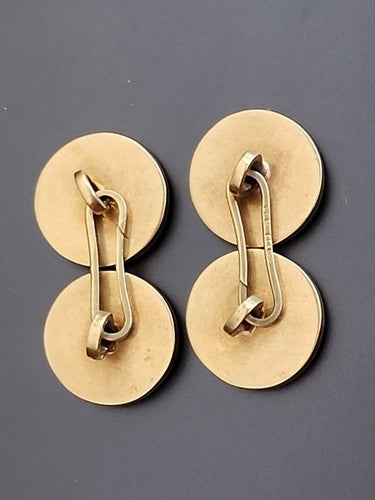 Brant &Son Edwardian Essex Crystal 14K Yellow Gold Fox Cufflinks
