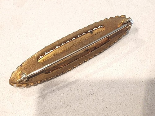 Amythyst & Rhinestone Bar Pin Antique Art Deco Brooch