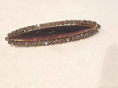 Amythyst & Rhinestone Bar Pin Antique Art Deco Brooch