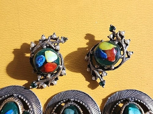 Vintage Victorian Revival Multicolor  Bracelet and Earrings