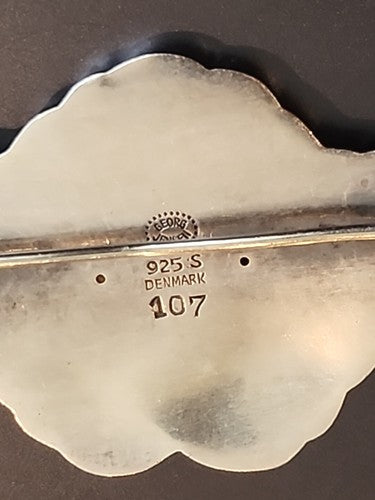 Early Georg Jensen Denmark 107 Floral Pin Brooch in Sterling Silver