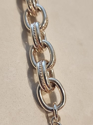 Vintage Designer Italian Large Rope Chain Sterling Silver Bracelet 7 1/2"