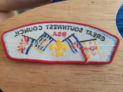 Bsa Boy Scout Uniform Pocket Flap Patch Great Southwest Council Misprint On Flag