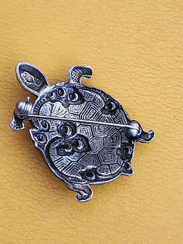 Vintage Catherine Popesco France 1979 Enamel Turtle Brooch Pin