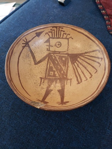 Rare Pre-Columbian NARINO VENUS WARRIOR BOWL Figural Pottery Bowl Artifact 3"x7"