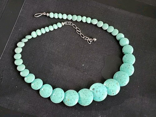 Jay King Graduated Round Turquoise Disc Beaded Necklace with Sterling Hardware