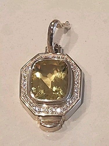 Vintage Designer S&G Yellow Topaz Sterling Silver Pendant