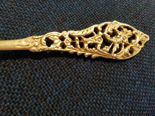Antique Signed Sterling Silver Buffet Fork 11"  Pierced with Flowers