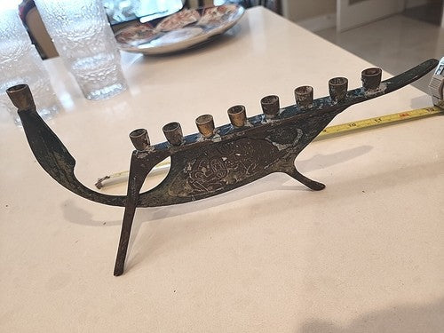 Vintage Solid Brass Maccabe Menorah CHANUKKAH 2c