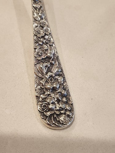 8" STERLING CHASED BERRY SPOON STIEFF "ROSE"