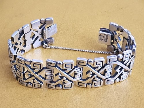 Taxco 925 Silver Bracelet Fuentes Modernist Style