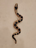 Vintage Costume Snake Brooch w/ Enamel and Crystal Elements