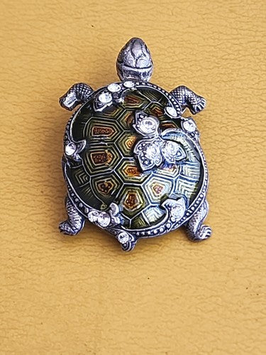 Vintage Catherine Popesco France 1979 Enamel Turtle Brooch Pin