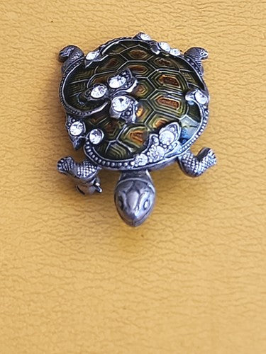 Vintage Catherine Popesco France 1979 Enamel Turtle Brooch Pin