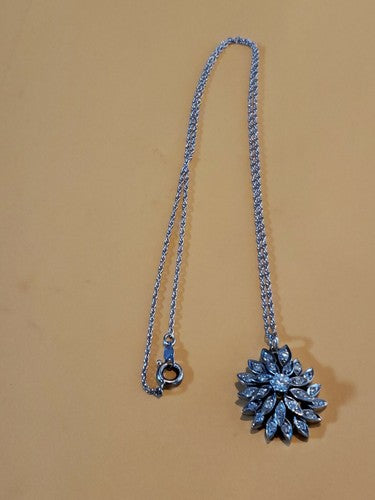 Diamond & 14K White Gold Snowflake Flower Cluster Pendant
