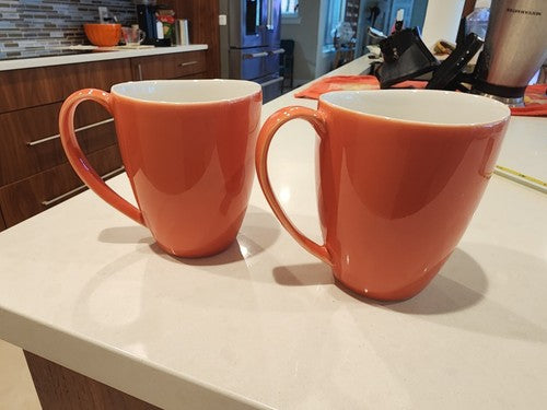 Lenox Coffee Mugs Kate Spade Summer Circle Coral & White Cups Lot Of 2