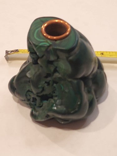 4" Polished Bull's Eye Malachite Stalactite Cigarette Lighter Holder