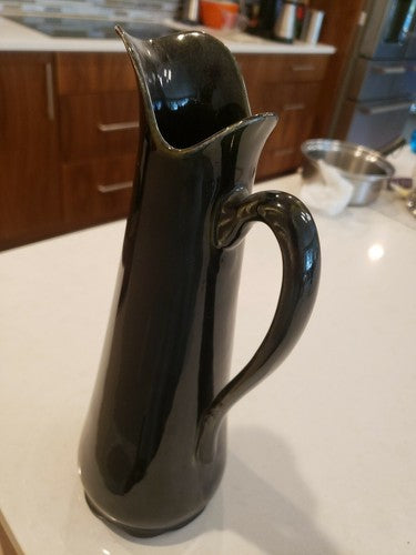 Early Hampshire Pottery Green Motted 11 1/2" Pitcher or Ewer