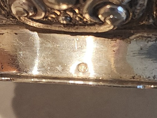 Hand Chased DUTCH .833 SILVER FOOTED BRANDY BOWL CHERUB HANDLES, FLUTED PANELED