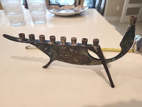 Vintage Solid Brass Maccabe Menorah CHANUKKAH 2c