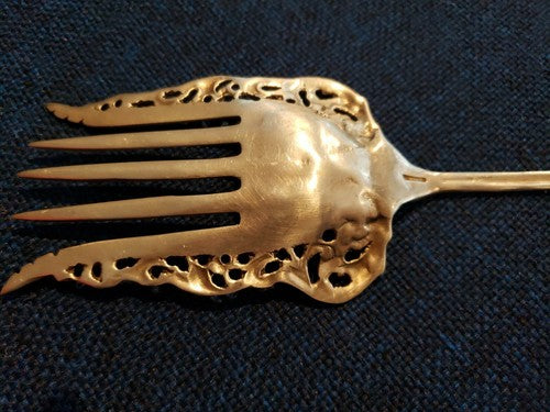 Antique Signed Sterling Silver Buffet Fork 11"  Pierced with Flowers